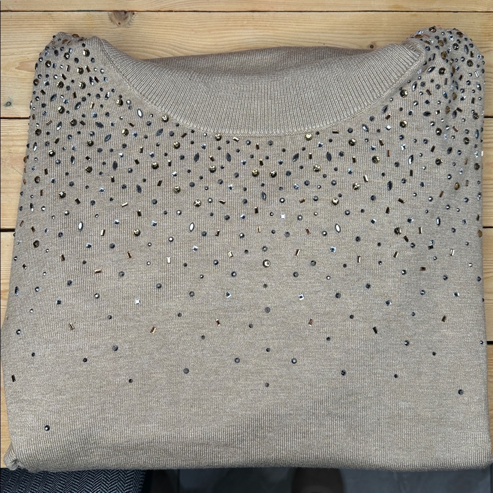 Calvin Klein Women’s Embellished Long-Sleeve Sweater Dress Sz L - Picture 7 of 7
